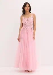 Abito lungo in delicato tulle con pizzo, bonprix