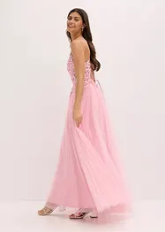 Abito lungo in delicato tulle con pizzo, bonprix
