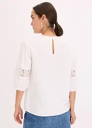 Blusa a maniche corte in misto lino, bonprix