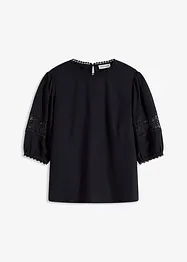 Blusa a maniche corte in misto lino, bonprix