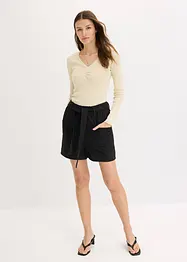 Shorts in twill con cintura da annodare, bonprix