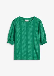 Maglia traforata con volant, bonprix