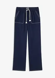 Pantaloni in leggero twill con cordoncino e cuciture a contrasto, bonprix