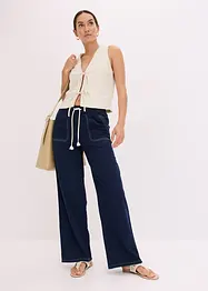 Pantaloni in leggero twill con cordoncino e cuciture a contrasto, bonprix