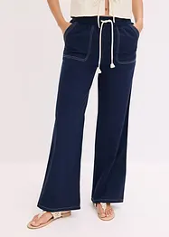 Pantaloni in leggero twill con cordoncino e cuciture a contrasto, bonprix