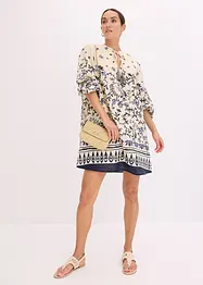 Abito corto effetto lino in stile bohémien, bonprix