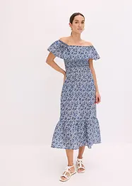 Abito midi in stile bohémien a spalle scoperte, in cotone leggero, bonprix