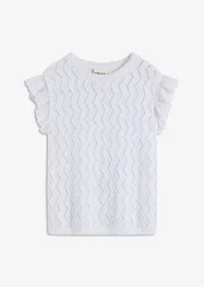 Top in maglia effetto uncinetto con pizzo, bonprix