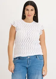 Top in maglia effetto uncinetto con pizzo, bonprix