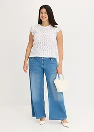 Top in maglia effetto uncinetto con pizzo, bonprix