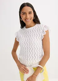 Top in maglia effetto uncinetto con pizzo, bonprix