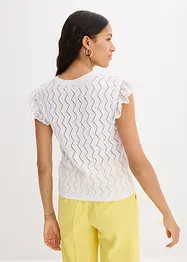 Top in maglia effetto uncinetto con pizzo, bonprix