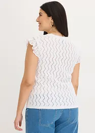 Top in maglia effetto uncinetto con pizzo, bonprix