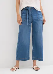 Jeans wide leg cropped con cinta comoda, vita alta, bonprix