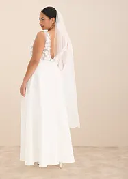 Abito da sposa in satin lucido con applicazione floreale, bonprix