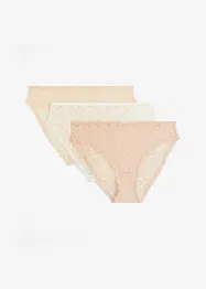 Slip alto sgambato in pizzo riciclato (pacco da 3), bonprix