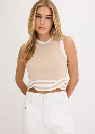 Top di  maglia cropped con motivo a intreccio sull'orlo, bonprix