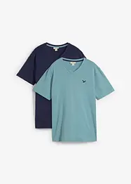 T-shirt con scollo a V in puro cotone biologico (pacco da 2), bonprix