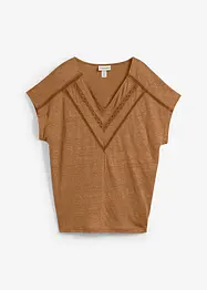 Maglia in puro lino con pizzo, bonprix