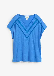 Maglia in puro lino con pizzo, bonprix
