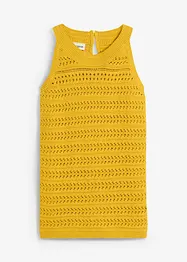 Top in maglia traforata in misto lino, bonprix