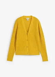Cardigan traforato in misto lino, bonprix