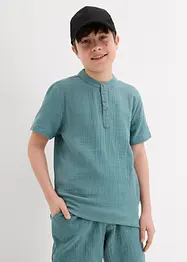 Camicia a maniche corte con colletto alla coreana in morbida mussola, bonprix