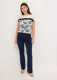 Maglia con fascia di pizzo e fantasia paisley, bonprix