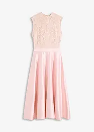 Abito midi in satin lucido con pizzo, bonprix