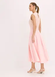 Abito midi in satin lucido con pizzo, bonprix