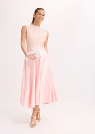 Abito midi in satin lucido con pizzo, bonprix