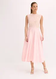 Abito midi in satin lucido con pizzo, bonprix