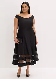 Abito con spalle scoperte, pizzo e cintura, bonprix