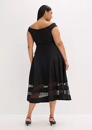 Abito con spalle scoperte, pizzo e cintura, bonprix