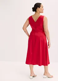 Abito midi in satin lucido con applicazione floreale, bonprix
