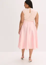 Abito midi in satin lucido con pizzo, bonprix