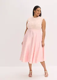 Abito midi in satin lucido con pizzo, bonprix