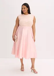 Abito midi in satin lucido con pizzo, bonprix