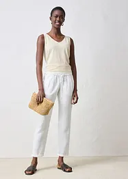 Pantaloni in puro lino con elastico in vita, bonprix