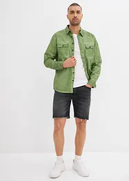 Bermuda elasticizzati in jeans con orli aperti, relaxed fit, bonprix