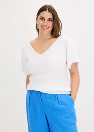 Maglia a costine con maniche corte ad aletta, bonprix
