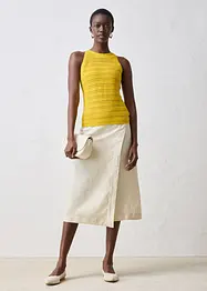 Top in maglia traforata in misto lino, bonprix