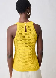 Top in maglia traforata in misto lino, bonprix