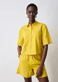 Camicia cropped in misto lino, bonprix