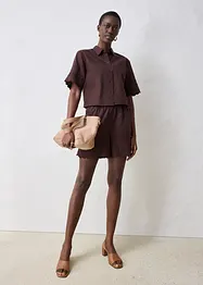 Camicia cropped in misto lino, bonprix
