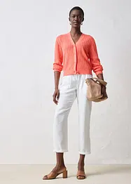 Cardigan traforato in misto lino, bonprix