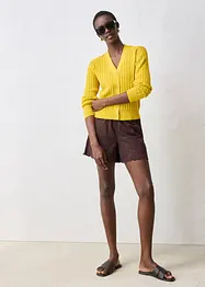 Cardigan traforato in misto lino, bonprix