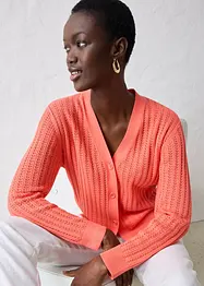 Cardigan traforato in misto lino, bonprix