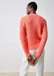 Cardigan traforato in misto lino, bonprix