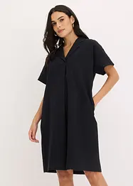 Abito largo in cotone con piega, bonprix